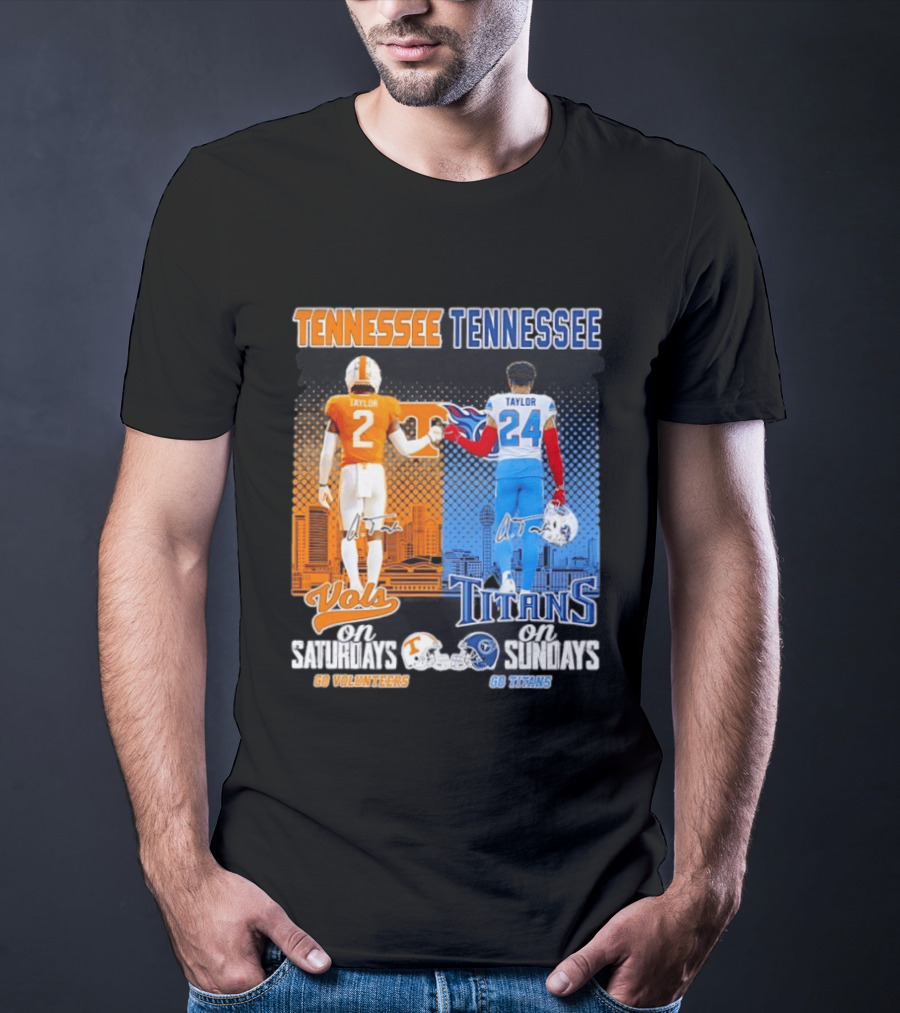 Tennessee Volunteers On Saturdays Go Volunteers Tennessee Titans On Sundays Go Titans T-Shirt