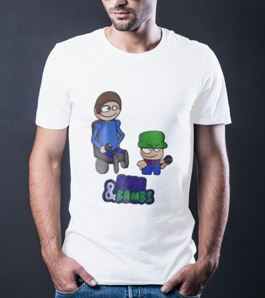Dave And Bambi Characters Holding Microphones Cartoon T-Shirt