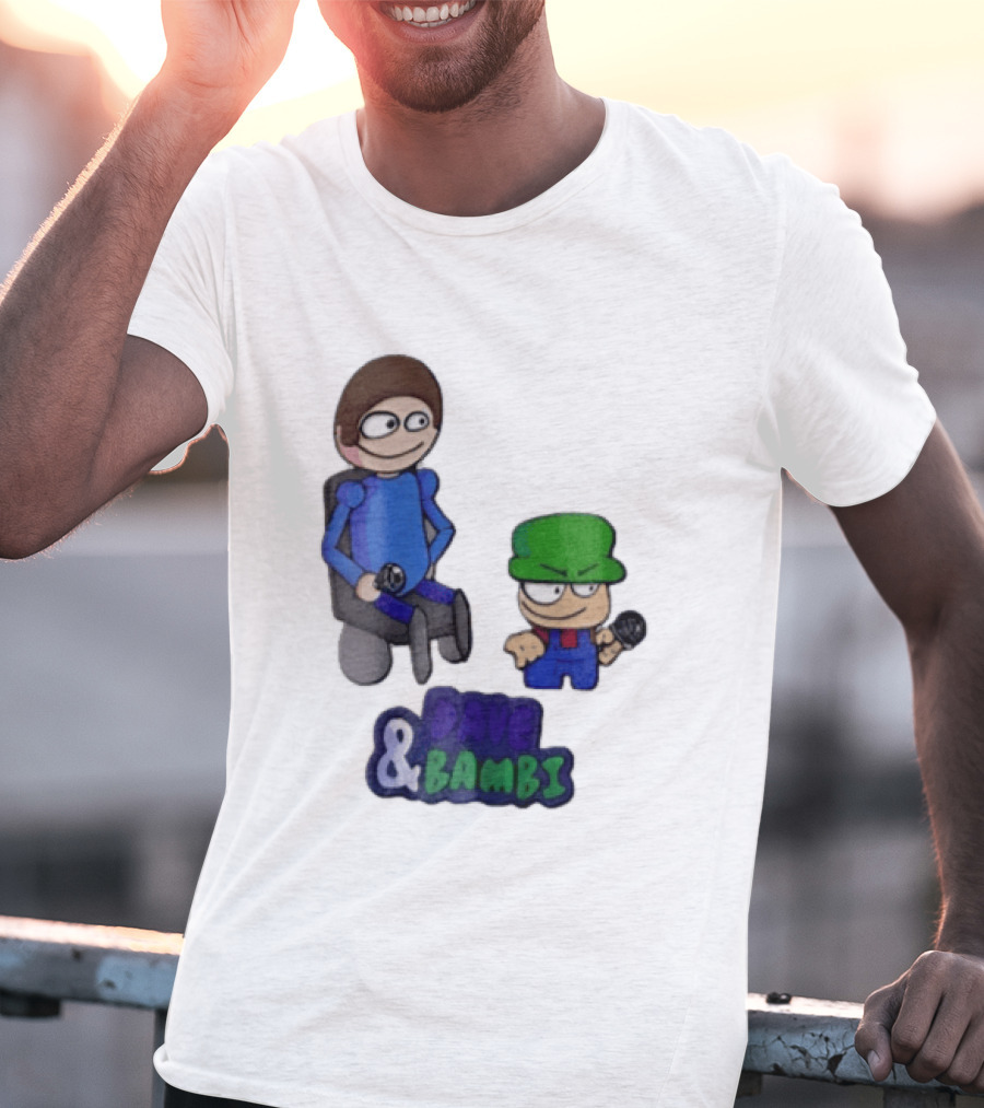 Dave And Bambi Characters Holding Microphones Cartoon T-Shirt