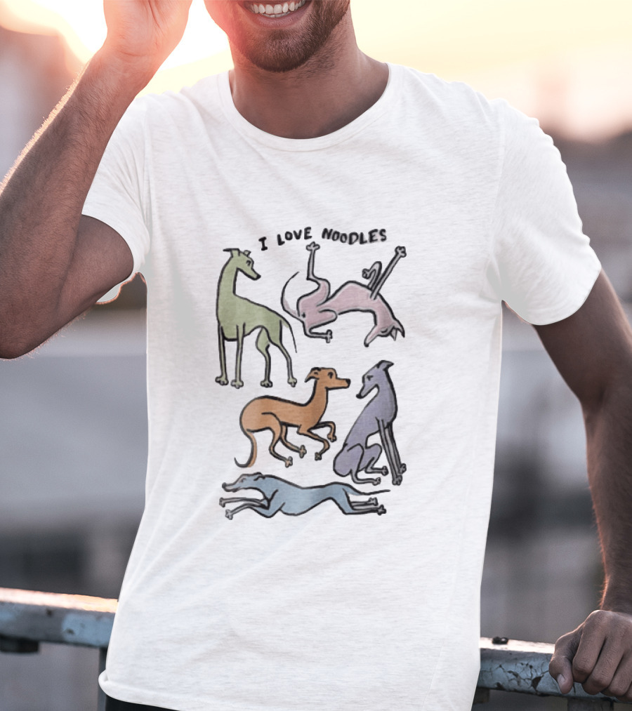 I Love Noodles Five Colorful Greyhound Dogs T-Shirt