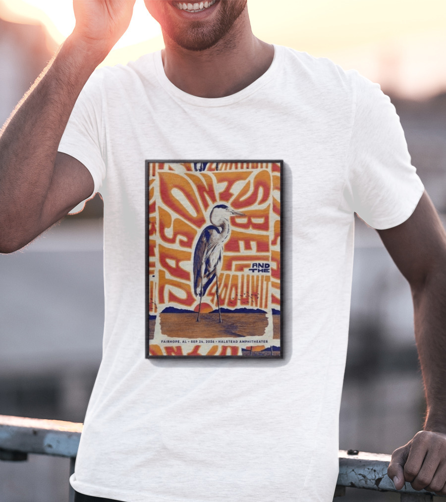 Original Jason Isbell And The 400 Unit September 24 2026 Fairhope AL Halstead Amphitheater Heron T-Shirt