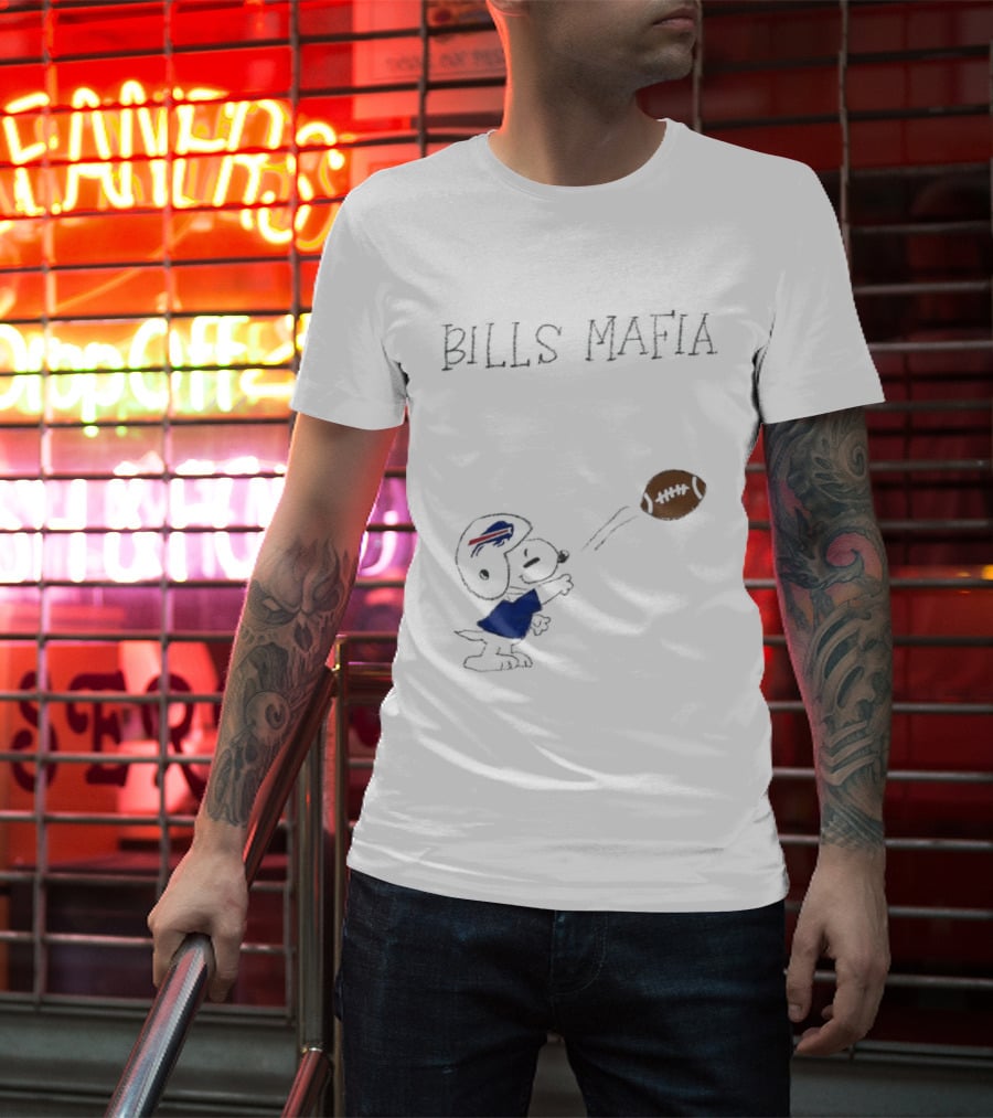 Snoopy Bills Mafia Buffalo Bills Football Fan Apparel Peanuts Sports T-Shirt