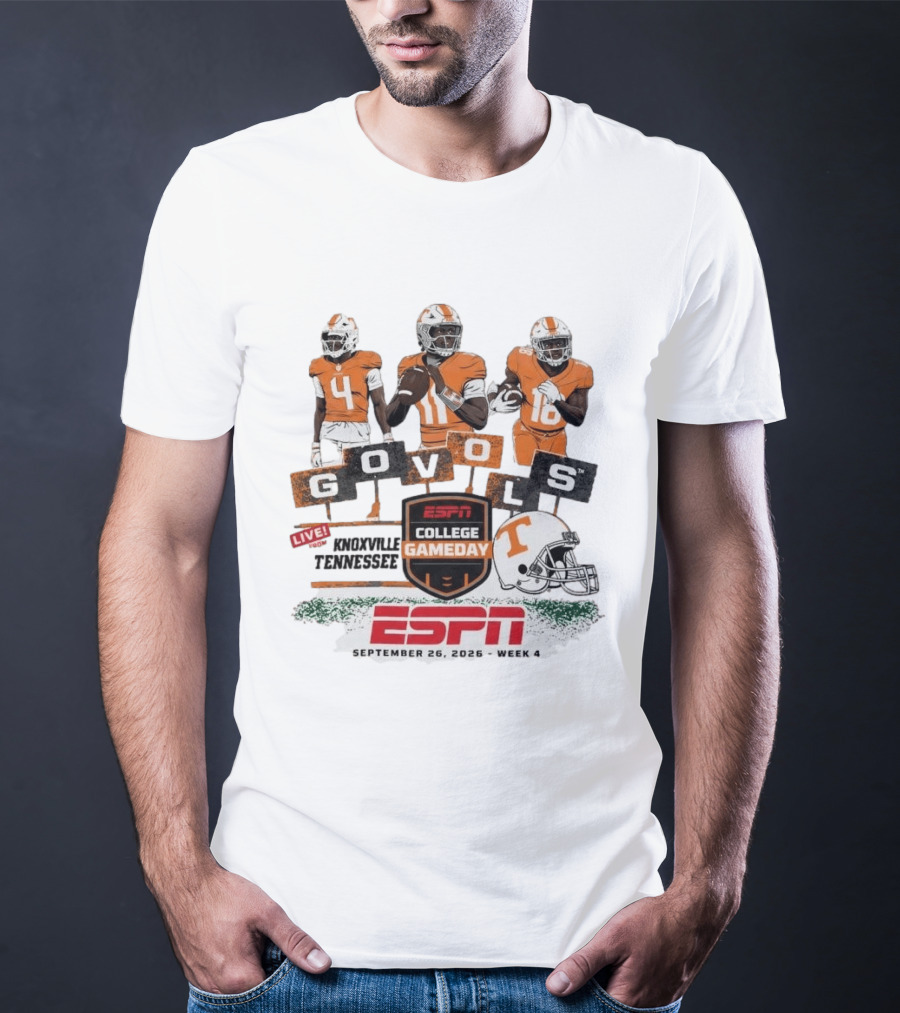 Gameday Knoxville Tennessee Go Vols ESPN College Football September 26 2026 Week 4 T-Shirt