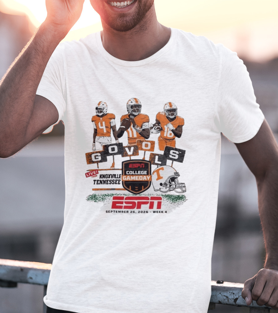 Gameday Knoxville Tennessee Go Vols ESPN College Football September 26 2026 Week 4 T-Shirt