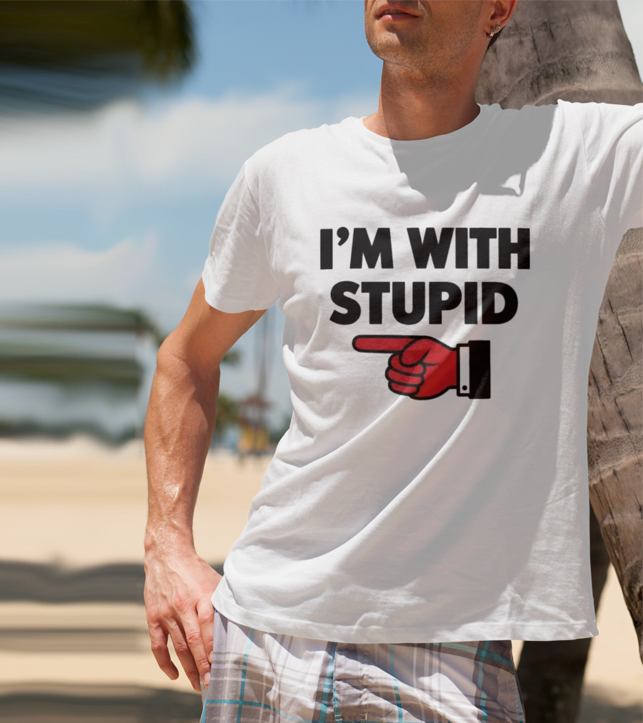 I'm With Stupid Red Foam Finger Gesture T-Shirt