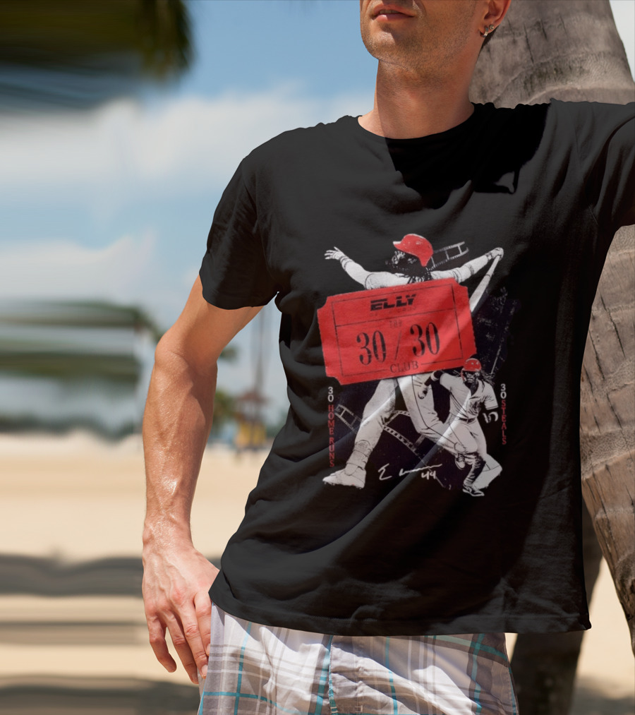 Cincinnati Reds Baseball Elly De La Cruz 30/30 Club 30 Home Runs 30 Stolen Bases T-Shirt