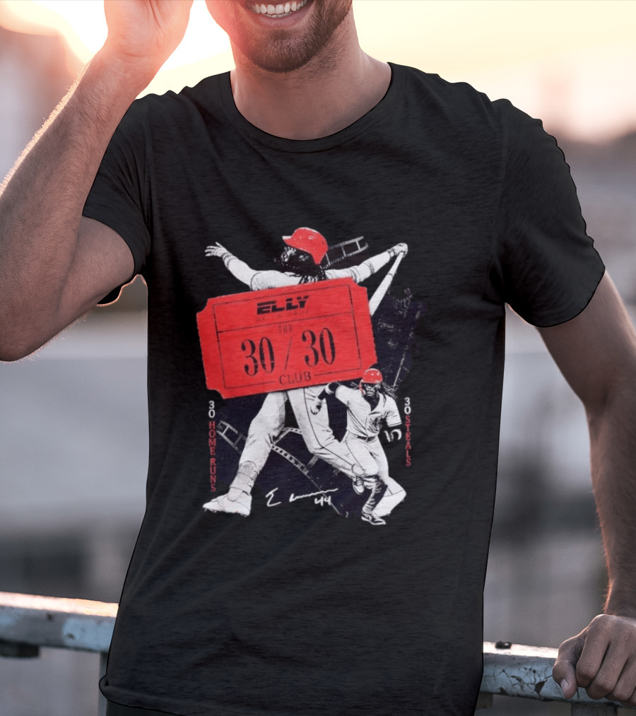Cincinnati Reds Baseball Elly De La Cruz 30/30 Club 30 Home Runs 30 Stolen Bases T-Shirt