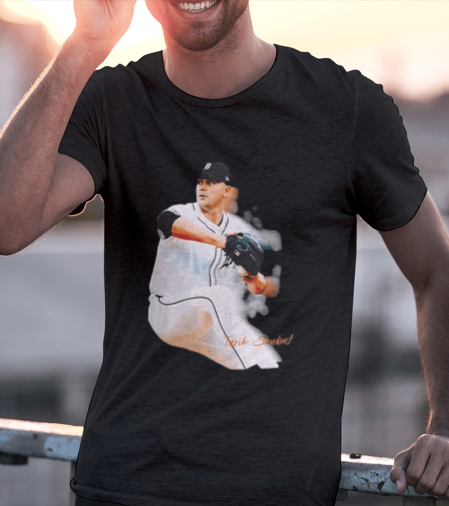Detroit Tigers Tarik Skubal Pitcher Action Baseball T-Shirt