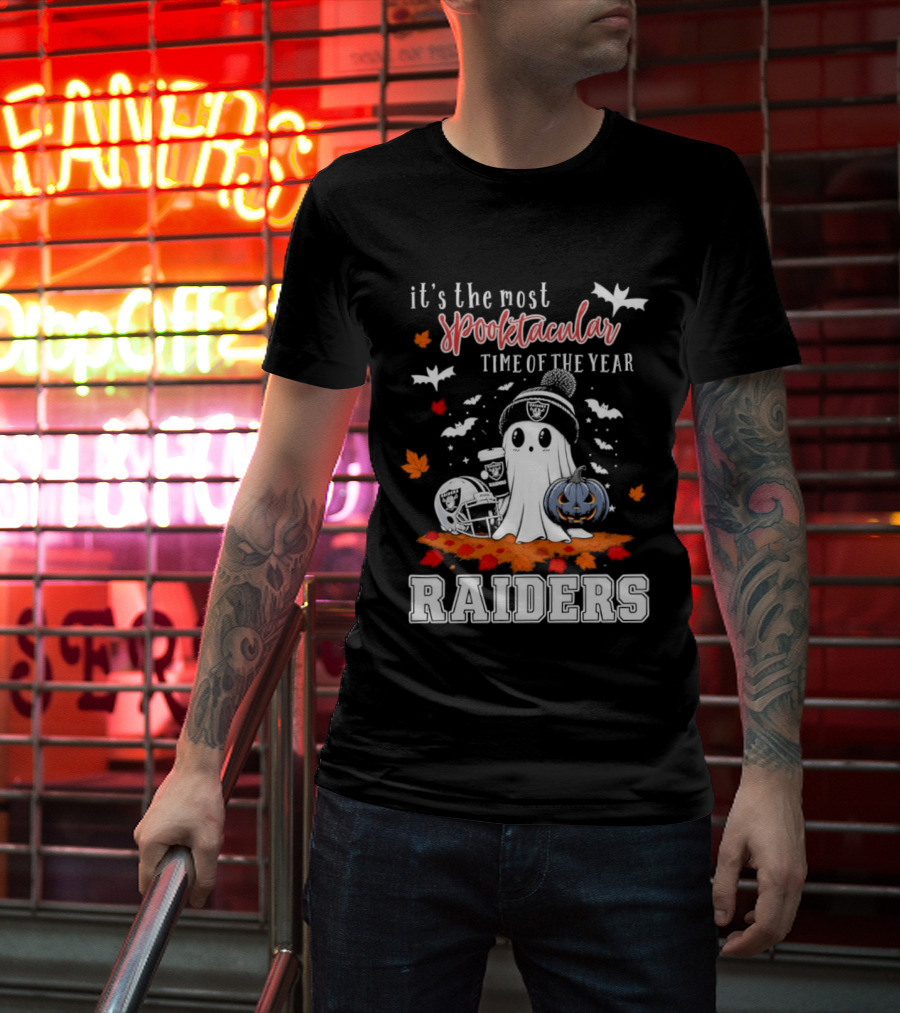 It's The Most Spooktacular Time Of The Year Raiders Halloween Ghost Pumpkin T-Shirt