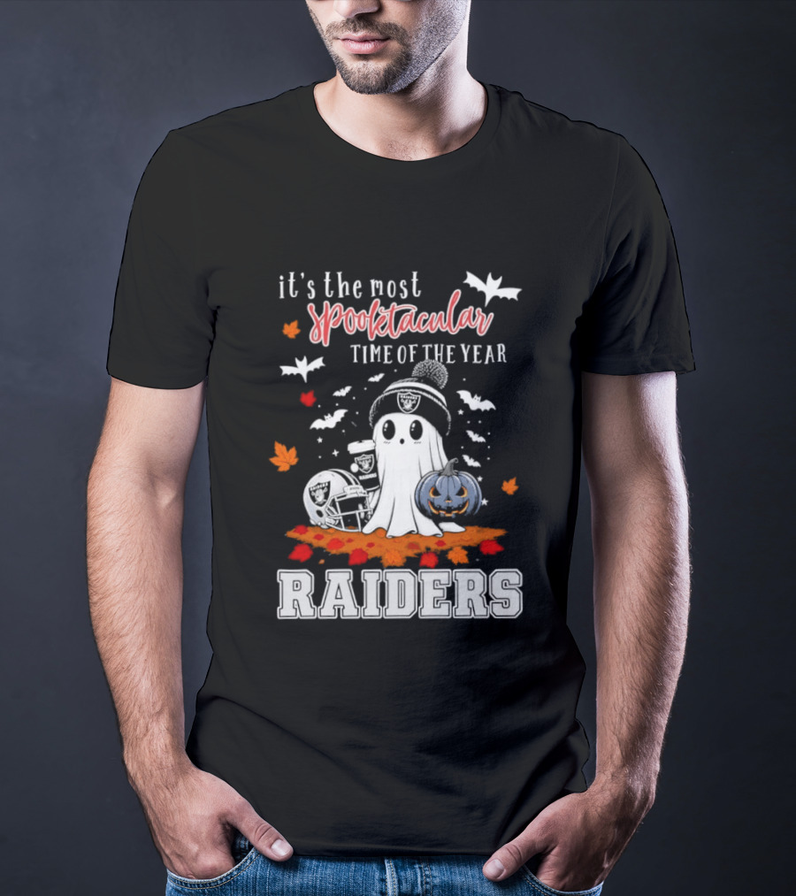 It's The Most Spooktacular Time Of The Year Raiders Halloween Ghost Pumpkin T-Shirt