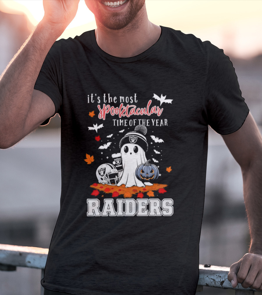 It's The Most Spooktacular Time Of The Year Raiders Halloween Ghost Pumpkin T-Shirt