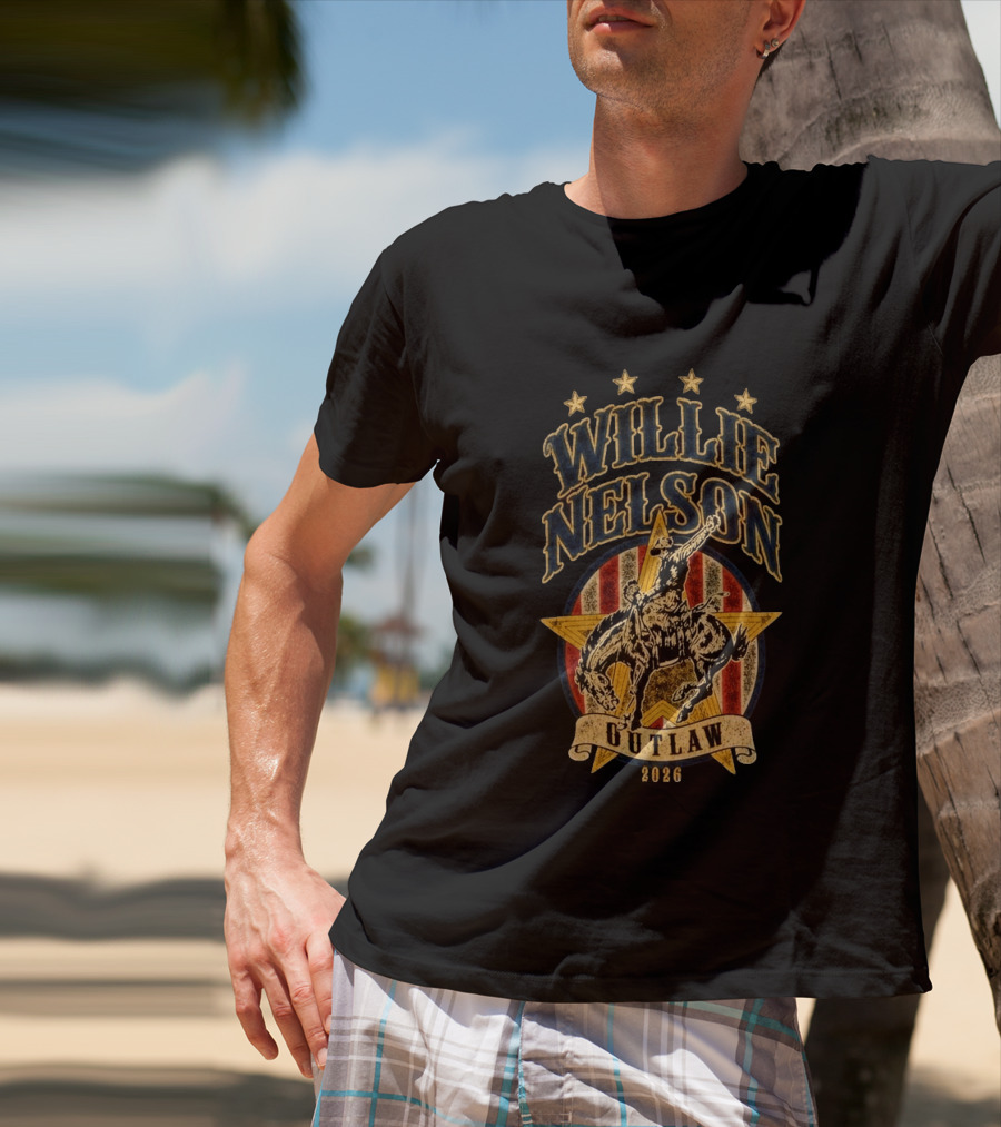 Willie Nelson Outlaw Tour 2026 Cowboy Star Rider T-Shirt