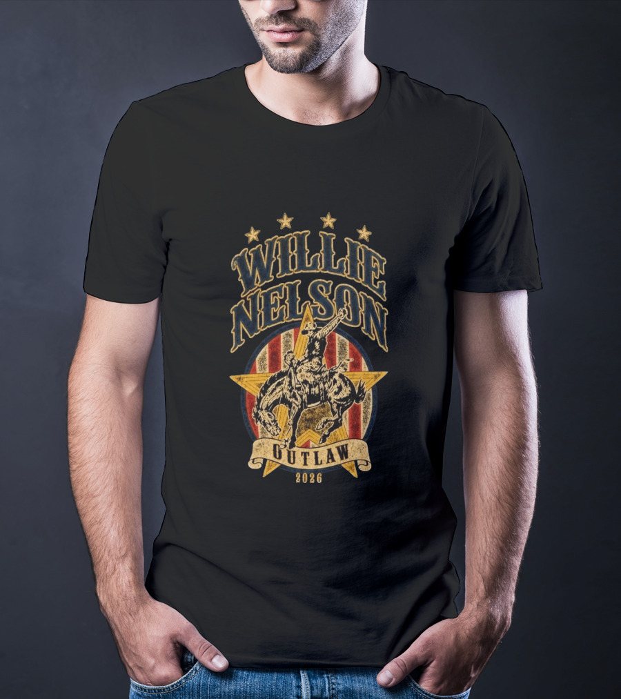 Willie Nelson Outlaw Tour 2026 Cowboy Star Rider T-Shirt