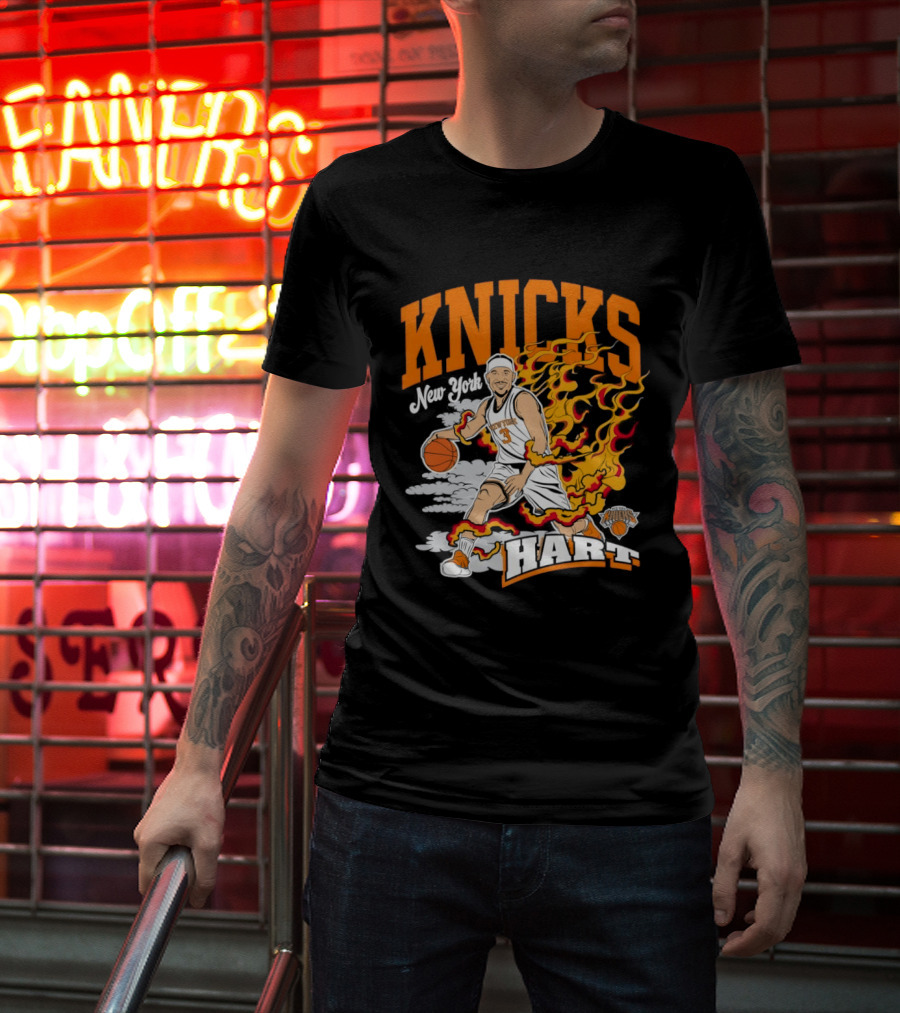 New York Knicks Josh Hart No 3 Basketball Fire T-Shirt