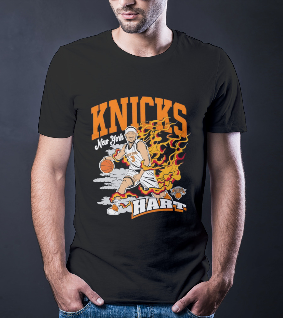 New York Knicks Josh Hart No 3 Basketball Fire T-Shirt