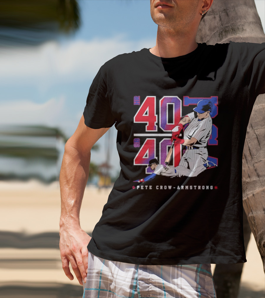Pete Crow Armstrong 40 40 HR SB Club Chicago Cubs Players T-Shirt