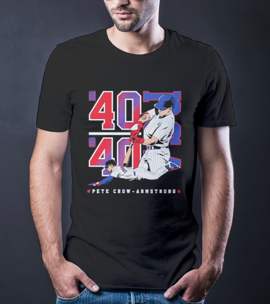 Pete Crow Armstrong 40 40 HR SB Club Chicago Cubs Players T-Shirt
