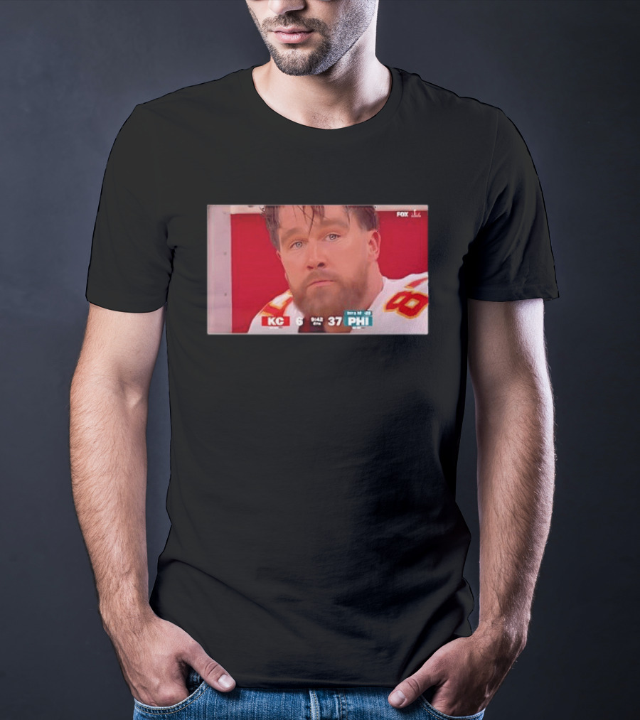 Kelce's Face Disappointment KC 6 PHI 37 NFL Football Game Loss T-Shirt