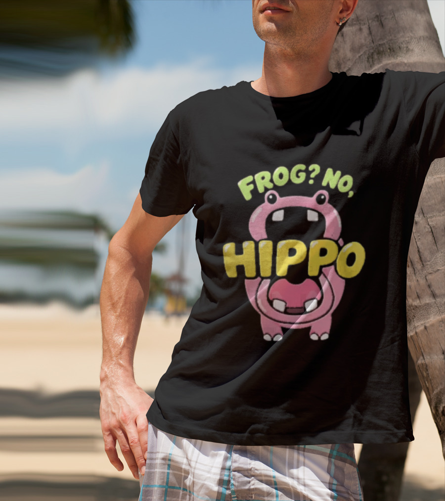 Frog No Hippo Pink Character Cartoon Playful T-Shirt