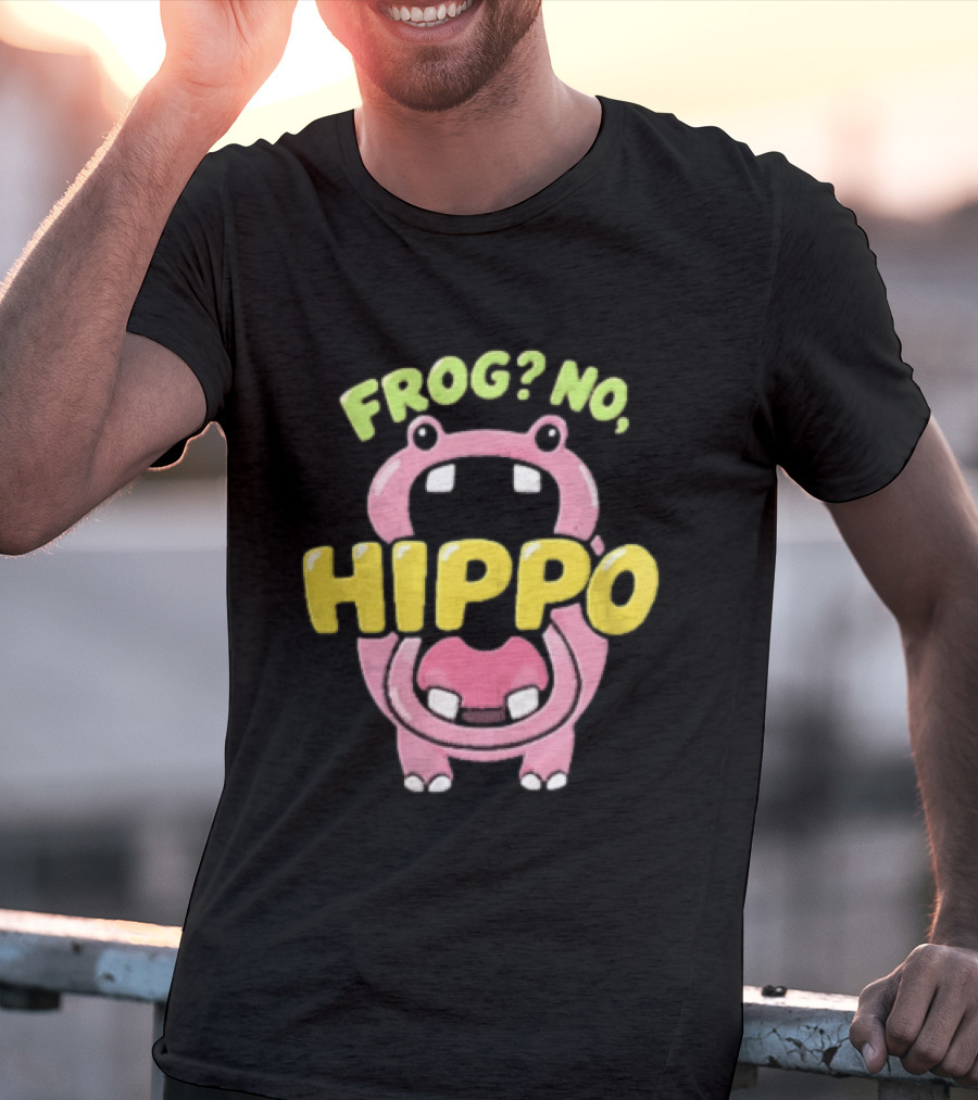 Frog No Hippo Pink Character Cartoon Playful T-Shirt