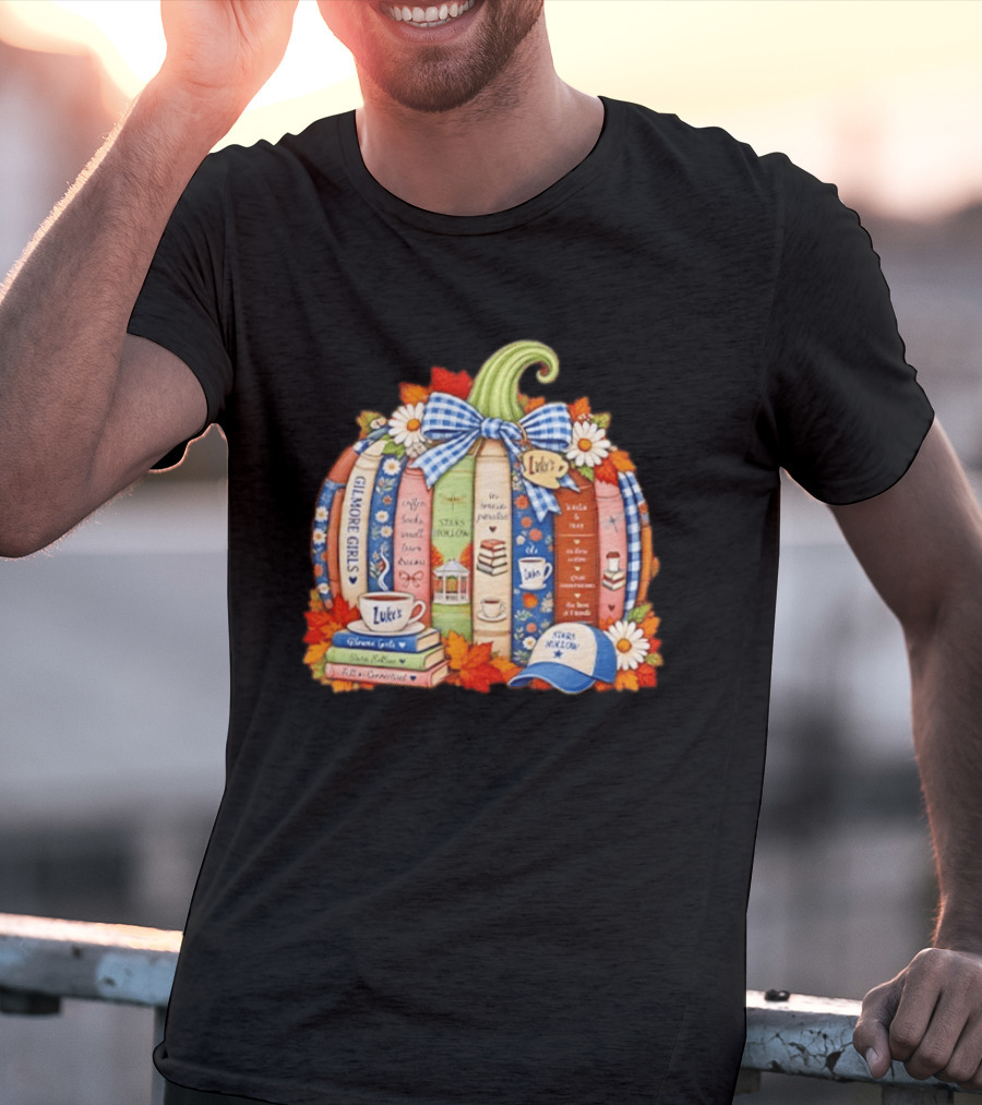 Gilmore Girls Pumpkin Stars Hollow Luke's Coffee Autumn Cozy Bookish Vibes T-Shirt