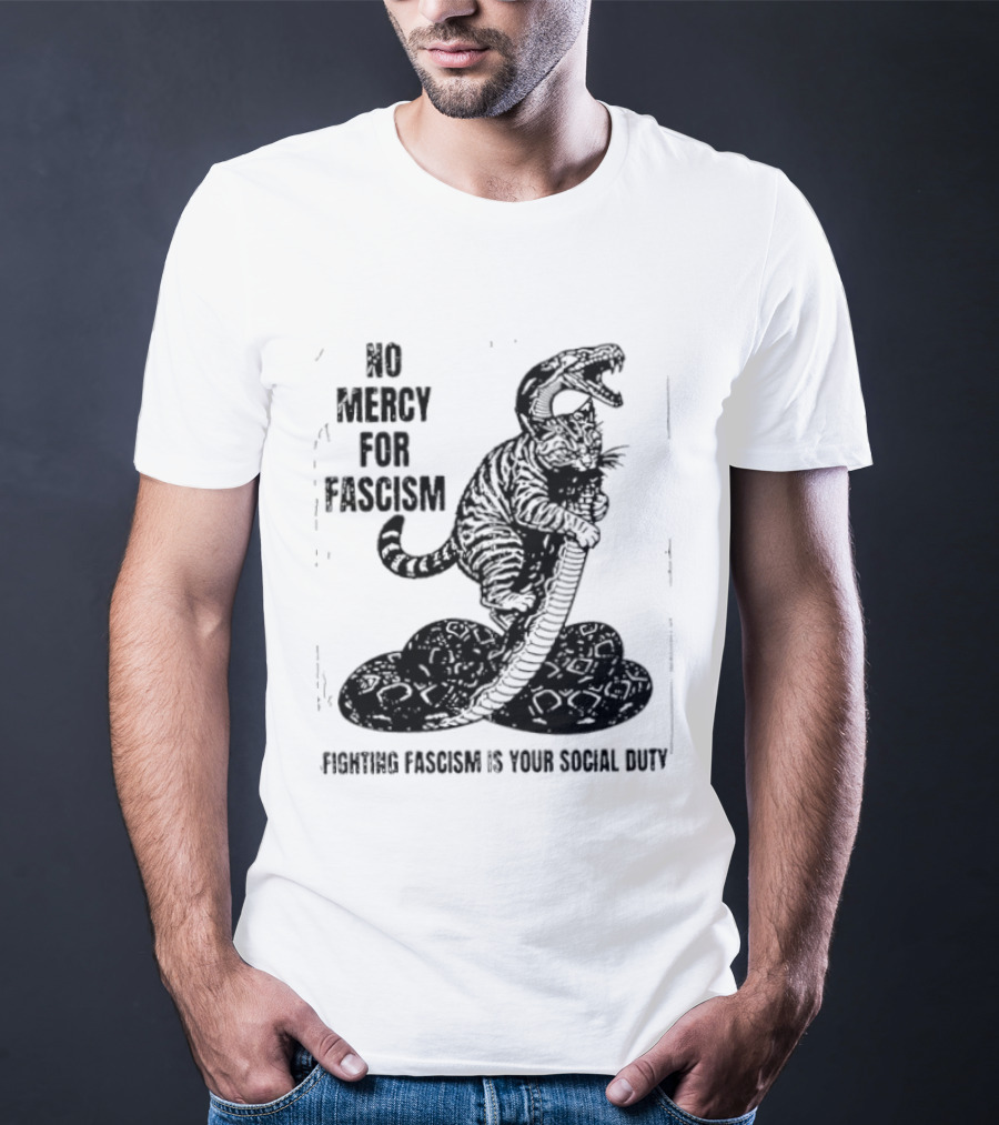 No Mercy For Fascism Dinosaur Snake Fighting Fascism Is Your Social Duty T-Shirt