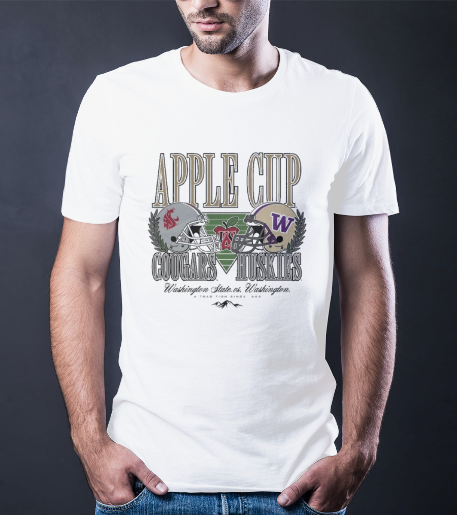 Apple Cup Cougars Vs. Huskies Washington State Rivalry Helmets T-Shirt