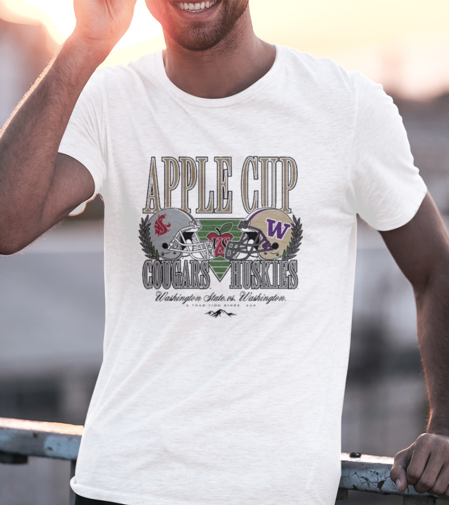 Apple Cup Cougars Vs. Huskies Washington State Rivalry Helmets T-Shirt