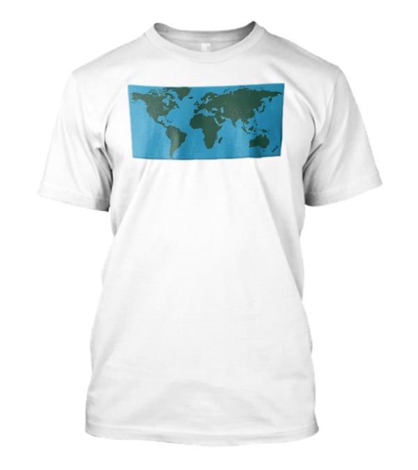 World Map Continents Green And Blue Ocean T-Shirt