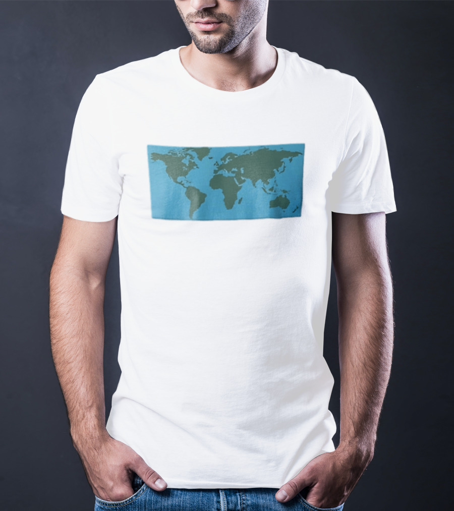World Map Continents Green And Blue Ocean T-Shirt