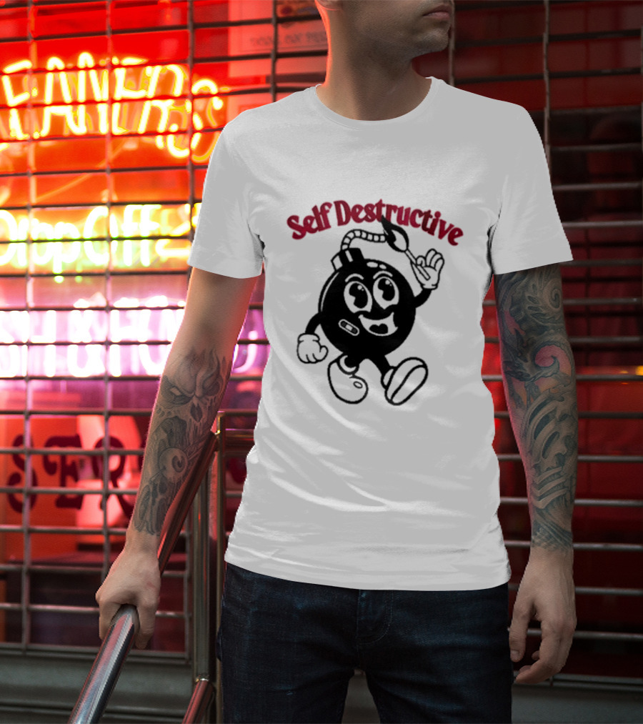 Self Destructive Cartoon Bomb Character With Happy Face T-Shirt