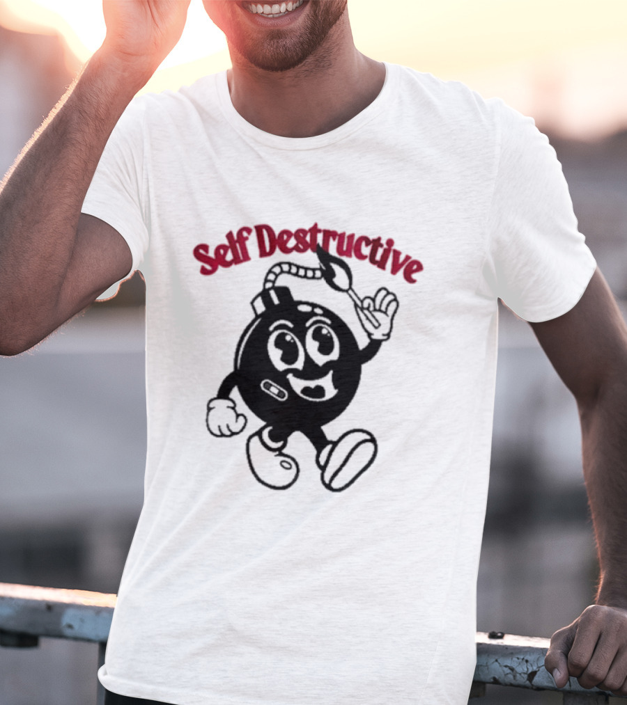 Self Destructive Cartoon Bomb Character With Happy Face T-Shirt