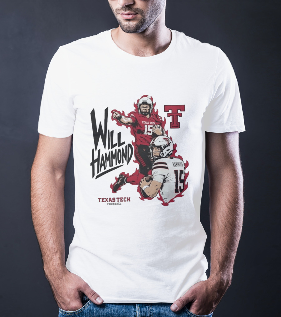 Texas Tech Red Raiders No 15 Will Hammond Football Player Collage T-Shirt