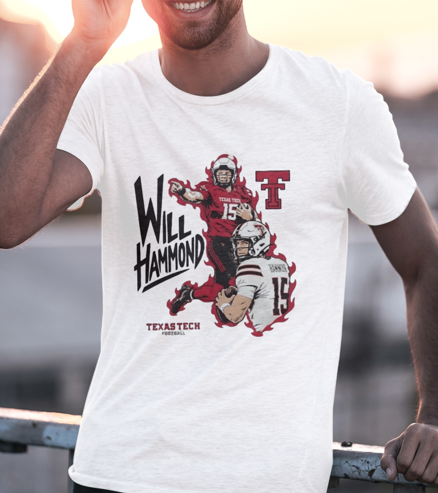 Texas Tech Red Raiders No 15 Will Hammond Football Player Collage T-Shirt