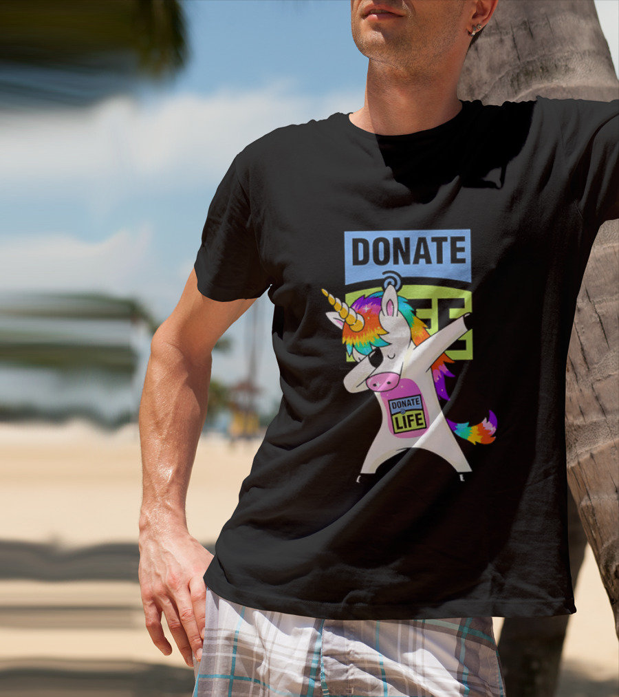 Donate Life Unicorn Rainbow Dabbing T-Shirt