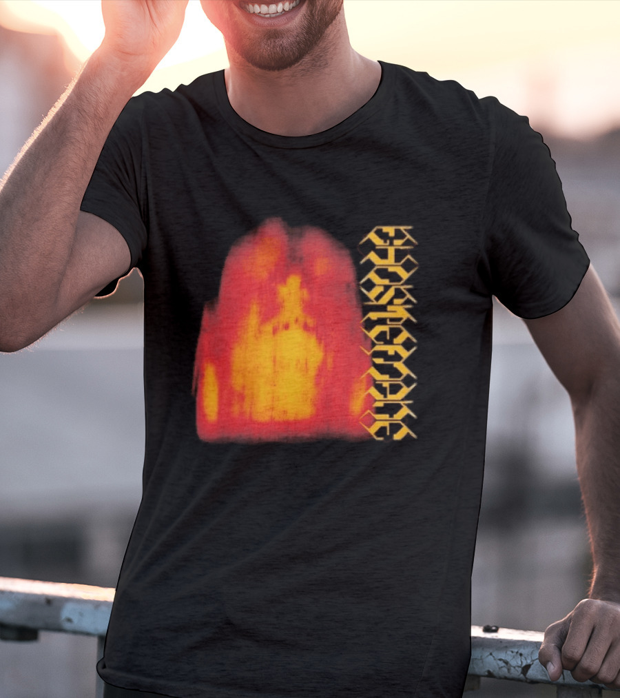 Ghostemane Face Hexagon Symbols And Red Yellow Abstract Blaze T-Shirt