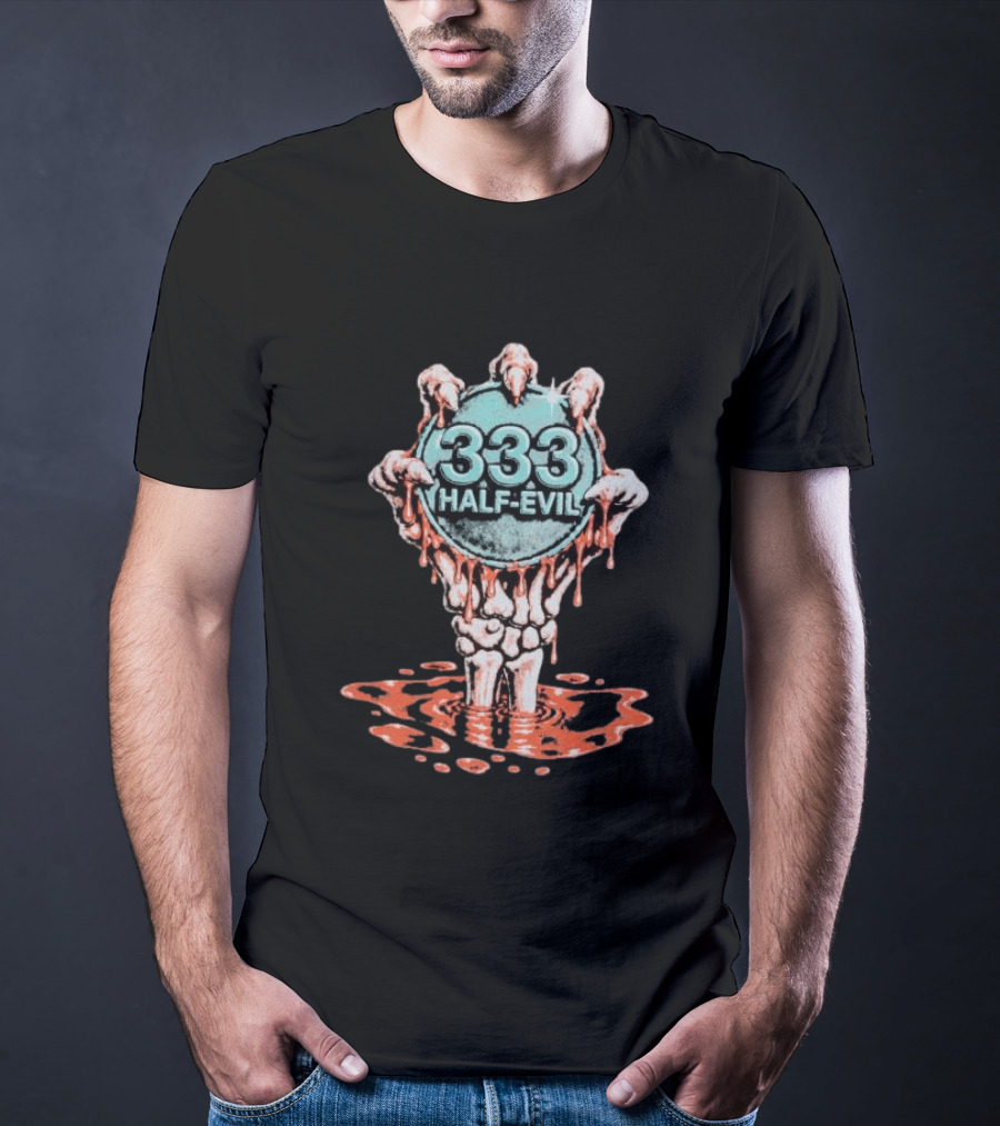 333 Half Evil Skeleton Hands Bloody Coin T-Shirt