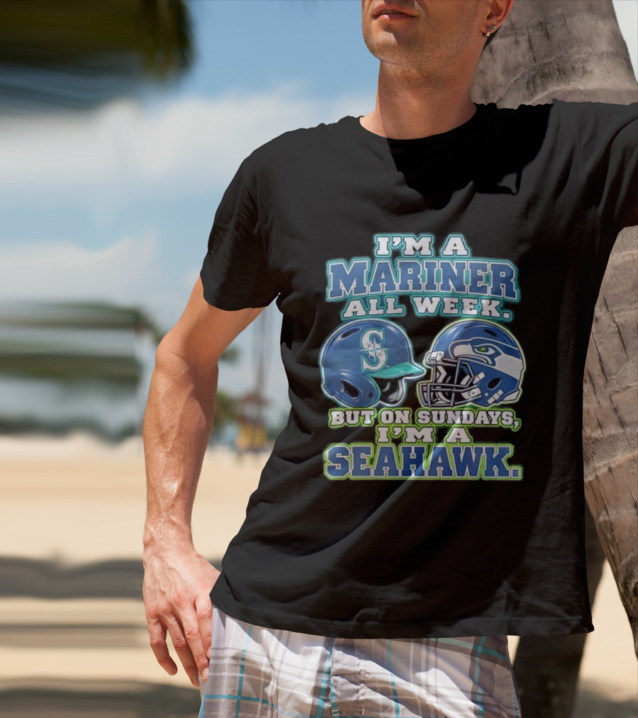 I'm A Mariner All Week But On Sundays I'm A Seahawk Football Helmet T-Shirt