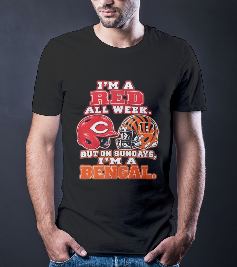 I'm A Red All Week But On Sundays I'm A Bengal Football Helmet And Baseball Helmet T-Shirt