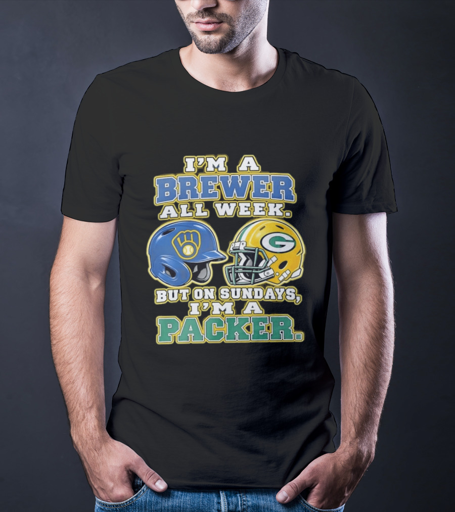 I'm A Brewer All Week But On Sundays I'm A Packer Helmet T-Shirt