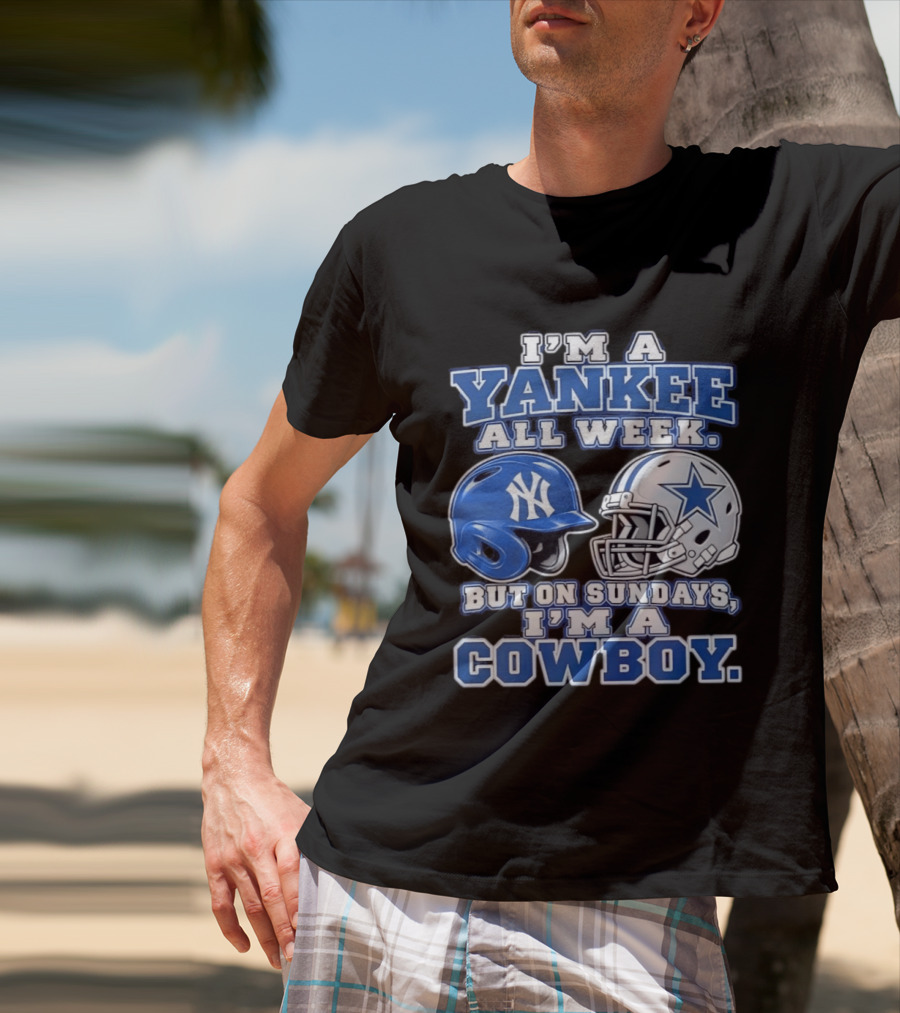 Yankee All Week But On Sundays Dallas Cowboy Football Fan T-Shirt