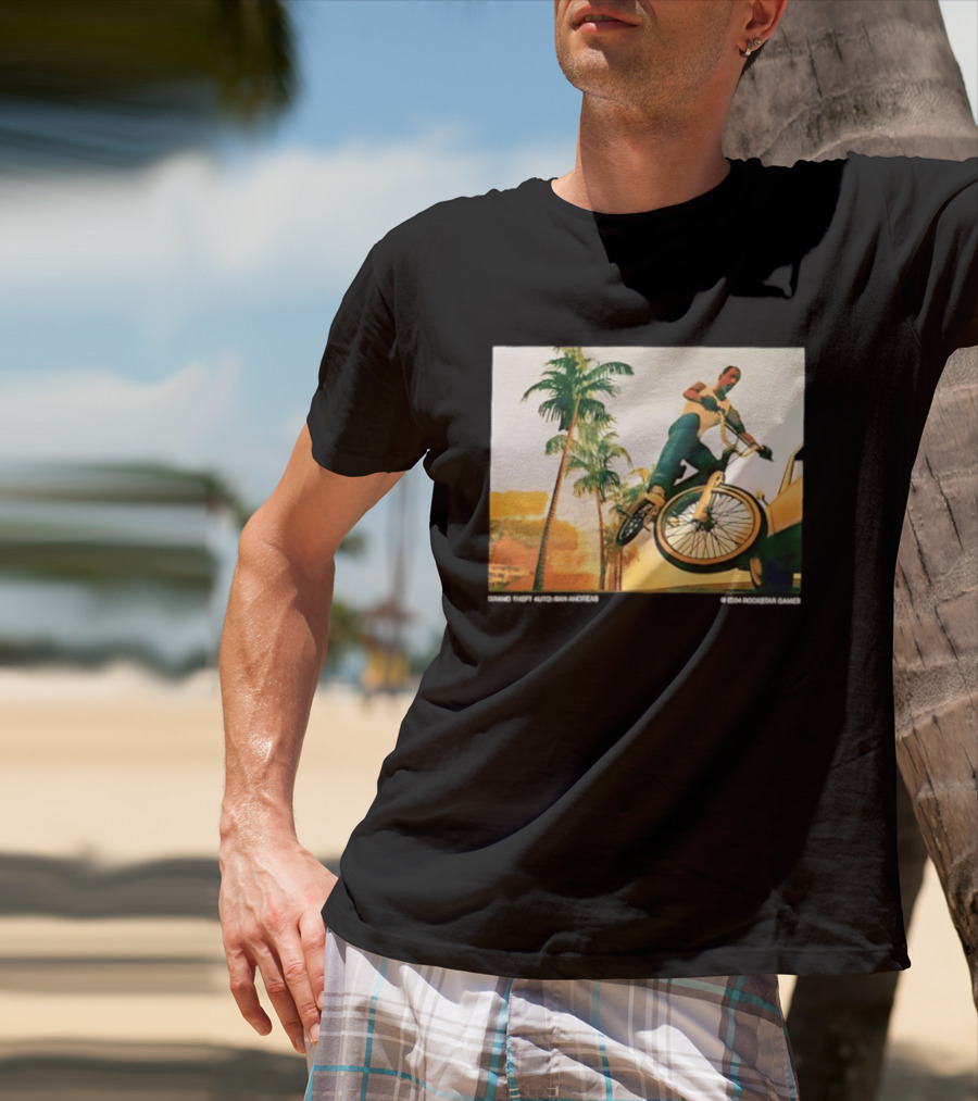 Grand Theft Auto San Andreas Rockstar Games Bicycle Scene T-Shirt