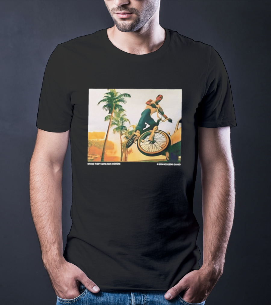 Grand Theft Auto San Andreas Rockstar Games Bicycle Scene T-Shirt