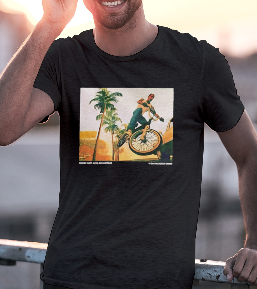 Grand Theft Auto San Andreas Rockstar Games Bicycle Scene T-Shirt