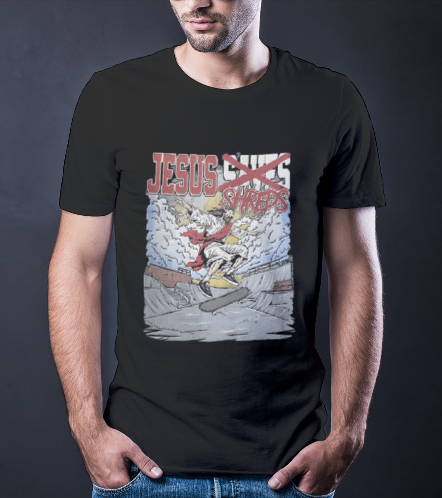 Jesus Shreds Skateboarding Ramp Savior Extreme Sports T-Shirt