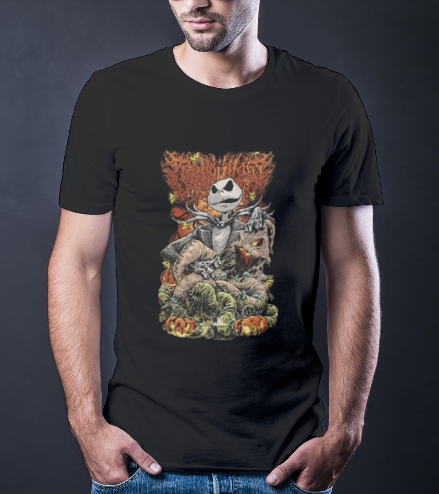 Jack Skellington Pumpkin Worms Insects Halloween Scene T-Shirt