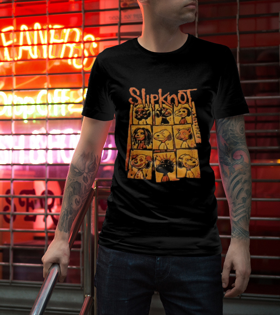 Slipknot Characters In Panels With Numbers And Cartoon Faces T-Shirt