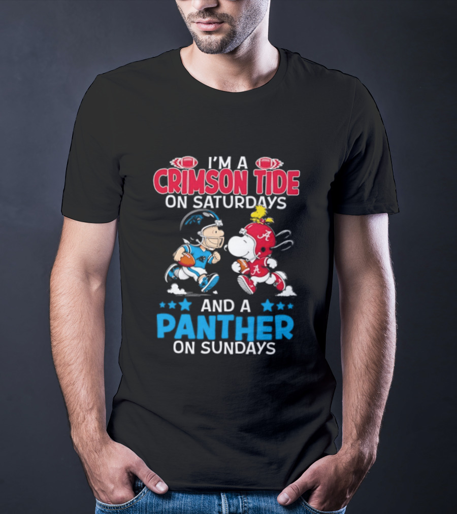 I'm A Crimson Tide On Saturdays And A Panther On Sundays Snoopy And Charlie Brown T-Shirt