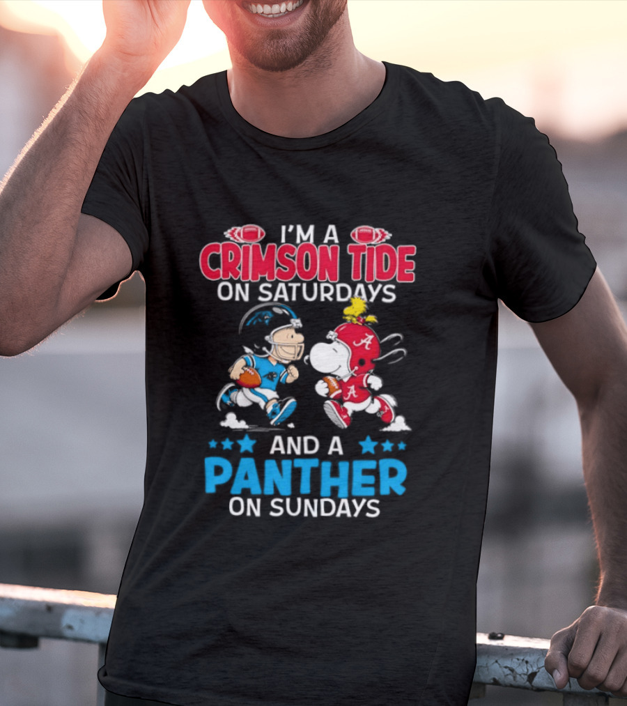 I'm A Crimson Tide On Saturdays And A Panther On Sundays Snoopy And Charlie Brown T-Shirt