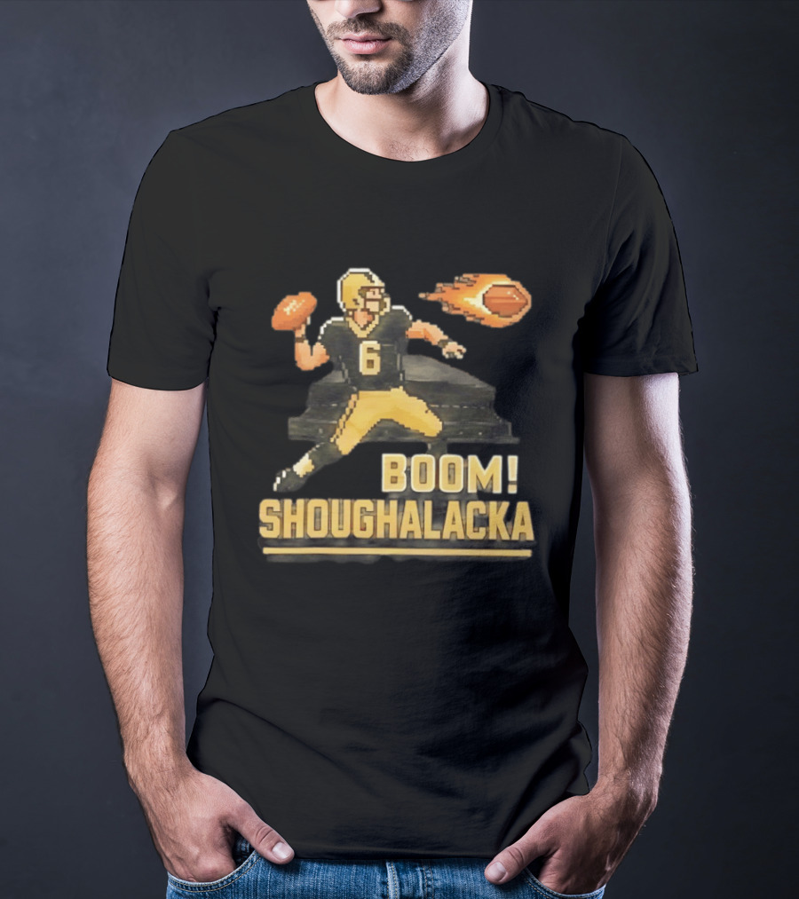 New Orleans Saints Boom Shoughalacka Pixel Art Throwback Football Player T-Shirt